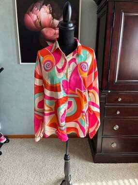 Gigi Moda handmade in Italy Discoteca shirt NWT Sz OS $103 A410